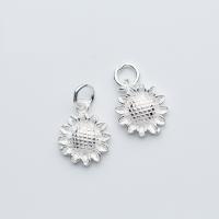 925 فضة قلادة, زهرة, ديي, فضة, 15x12x3mm, تباع بواسطة PC