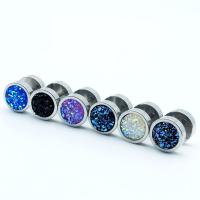 Titanium Aço Brinco, Partículas de aço, nota musical, unissex & com strass, Mais cores pare escolha, 1.20x6x10mm, Buraco:Aprox 6mm, 40PCs/Lot, vendido por Lot