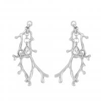 Sinc Alloy Earrings, dath airgid plated, jewelry faisin & do bhean & le rhinestone, airgid, 48mm, Díolta De réir Péire