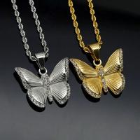 Edelstahl Schmuck Anhänger, 316 L Edelstahl, Schmetterling, Modeschmuck & unisex & mit Strass, keine, 35x30mm, verkauft von PC