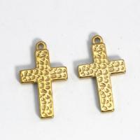 Nerūdijančio plieno Cross Pakabukai, 304 Nerūdijantis plienas, Kirsti, 18K paauksuotas, Poliruotas & Pasidaryk pats, aukso, 29x17.30mm, Pardavė PC