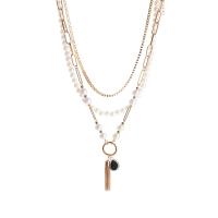 Mode Multi laag ketting, Zinc Alloy, met Plastic Pearl, met 5cm extender keten, gold plated, drie lagen & mode sieraden & voor vrouw, nikkel, lood en cadmium vrij, Lengte 37.5 cm, 41.5 cm, 48.5 cm, Verkocht door PC