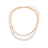 Collana Multi strato, lega in zinco, with 7cm extender chain, placcato color oro, Doppio strato & gioielli di moda & per la donna & con strass, dorato, assenza di nichel,piombo&cadmio, Lunghezza 37 cm, Venduto da PC