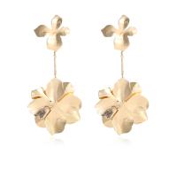 Zinc Alloy Øreringe, Flower, guldfarve belagt, mode smykker & for kvinde, gylden, nikkel, bly & cadmium fri, 95x42mm, Solgt af par