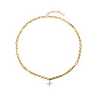 Collier en laiton cubique Zircon Micro Pave, avec 5cm chaînes de rallonge, Motif géométrique, Plaqué d'or 18K, bijoux de mode & pavé de micro zircon & pour femme, protéger l'environnement, sans nickel, plomb et cadmium, 10mm, Longueur Environ 49 cm, Vendu par PC