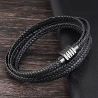 PU Cord Narukvice, Titanium Čelik, s PU, uglađen, možete DIY, više boja za izbor, Prodano By PC