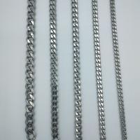 Nehrđajućeg čelika Curb Chain, 304 nehrđajućeg čelika, elektrolizacija, različite veličine za izbor, izvorna boja, Rupa:Približno 5mm, 100m/Lot, Prodano By Lot