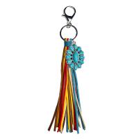 Sleutelhanger, Zinc Alloy, met Microfiber PU & turkoois, mode sieraden, meer kleuren voor de keuze, 220mm, 2paren/Bag, Verkocht door Bag