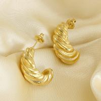 Titanium Steel  Earring 18K gold plated fashion jewelry & for woman golden 24mm Sold By Pair