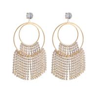 Fashion Fringe Oorbellen, Zinc Alloy, gold plated, mode sieraden & voor vrouw & met strass, gouden, nikkel, lood en cadmium vrij, 65x120mm, Verkocht door pair