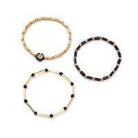 Zinc Alloy Bracelet with Acrylic with 5cm extender chain Flower gold color plated three pieces & fashion jewelry & for woman nickel lead & cadmium free Length 17 cm Sold By Set