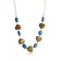 Collier bijoux de mode, alliage de zinc, avec porcelaine, avec 6.5cm chaînes de rallonge, coeur, Placage de couleur d'or, pour femme, protéger l'environnement, sans nickel, plomb et cadmium, Longueur 46.5 cm, Vendu par PC