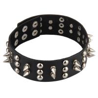 Mode Choker halsband, Kohud, med Zink Alloy, Wie th Rive t s en d & gotisk stil & Unisex, svart, 35mm, Längd Ca 40.7 cm, Säljs av PC