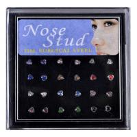 Stainless Steel Nose Piercing Nakit, 316L Stainless Steel, različitih stilova za izbor & s Rhinestone, više boja za izbor, 1.80mm, 10Kutije/Lot, 24računala/Okvir, Prodano By Lot