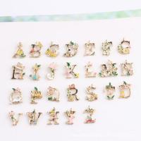 Zinc Alloy Enamel Pendants Alphabet Letter gold color plated multi-colored Sold By Lot