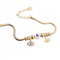 Bracelet Evil Eye bijoux, Acier inoxydable 304, avec argile, avec 5cm chaînes de rallonge, styles différents pour le choix & pour femme & émail, plus de couleurs à choisir, Longueur Environ 16 cm, Vendu par PC