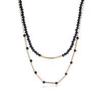 Mode Multi laag ketting, Kristal, met Zinc Alloy, met 7cm extender keten, gold plated, Dubbele laag & mode sieraden & voor vrouw, Jet, Lengte 46 cm, 40.3 cm, Verkocht door PC