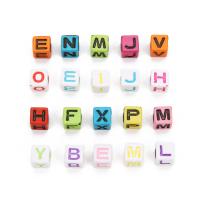 Perles acrylique alphabet, cube, DIY & normes différentes pour le choix & styles différents pour le choix, couleurs mélangées, 100PC/sac, Vendu par sac