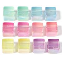 Perline in acrilico stile gelatina, Cubo, DIY & luminoso, nessuno, 14mm, Foro:Appross. 3.8mm, 10PC/borsa, Venduto da borsa