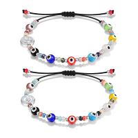 Evil Eye smykker armbånd, Lampwork, med Zinc Alloy, forgyldt, folk stil & Unisex, flere farver til valg, Længde Ca. 7-10 inch, Solgt af PC