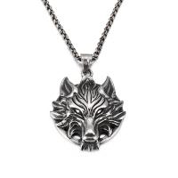 Titanium Steel Pendants Wolf Vacuum Plating Unisex Sold By PC