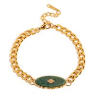 Edelstahl Schmuck Armband, 304 Edelstahl, mit afrikanische Jade, mit Verlängerungskettchen von 3.5cm, Modeschmuck & für Frau, zwei verschiedenfarbige, 12mm, Länge 18.5 cm, verkauft von PC