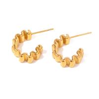 Stainless Steel Stud Earrings 304 Stainless Steel Vacuum Ion Plating fashion jewelry & for woman golden Sold By Pair