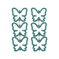 Zinc Alloy Øreringe, Butterfly, guldfarve belagt, mode smykker & for kvinde & med rhinestone, flere farver til valg, 75x27mm, Solgt af par