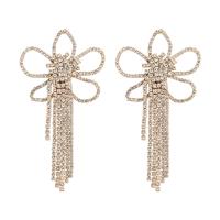 Fashion Fringe Oorbellen, Zinc Alloy, plated, mode sieraden & voor vrouw & met strass, meer kleuren voor de keuze, 100x50mm, Verkocht door pair