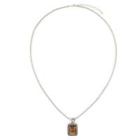 Zinklegering halskettingen, Zinc Alloy, met Tiger Eye, met 5cm extender keten, Rechthoek, silver plated, voor de mens, nikkel, lood en cadmium vrij, Lengte Ca 60 cm, Verkocht door PC