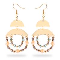 Pendientes de Cristal, aleación de zinc, con Cristal, chapado en color dorado, para mujer, color mixto, libre de níquel, plomo & cadmio, 27x67mm, Vendido por Par