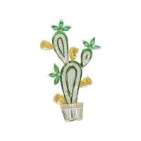 Glazuur broche, Messing, Opuntia Stricta, gold plated, micro pave zirconia & voor vrouw, nikkel, lood en cadmium vrij, 45x29mm, Verkocht door PC