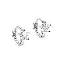 925 pendientes de aro de plata de ley, plata de ley 925, Estrella, chapado, para mujer & con diamantes de imitación, más colores para la opción, 8mm, Vendido por Par