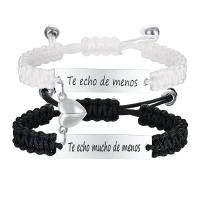 Bijoux bracelets de mode, Acier inoxydable 304, avec cordon de polyester, 2 pièces & unisexe & avec le motif de lettre, plus de couleurs à choisir, Longueur Environ 7-11 pouce, Vendu par fixé