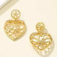 Zinc Alloy Drop Earrings Heart gold color plated fashion jewelry & for woman & hollow nickel lead & cadmium free Sold By Pair