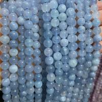 Gemstone Jewelry Beads Aquamarine Round DIY sea blue Sold Per Approx 38 cm Strand