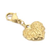 Key Chain, 304 rustfrit stål, Heart, Galvanisk plettering, Unisex, gylden, 16x15mm, Solgt af PC