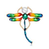 Glazuur broche, Zinc Alloy, met Plastic Pearl, Dragonfly, mode sieraden & uniseks & met strass, nikkel, lood en cadmium vrij, 55x55mm, Verkocht door PC