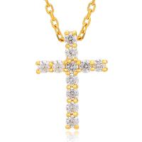 Zinc Alloy Cross Přívěsky, Zinek, Kříž, barva pozlacený, DIY & unisex & micro vydláždit kubické zirkony, zlatý, nikl, olovo a kadmium zdarma, 16x23mm, Prodáno By PC