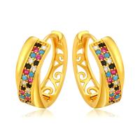 Zinc Alloy Drop Earrings Donut gold color plated fashion jewelry & for woman & with rhinestone nickel lead & cadmium free Sold By Pair