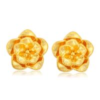 Pendientes de Perno de Aleación de Zinc, Flor, chapado en color dorado, Joyería & para mujer, dorado, libre de níquel, plomo & cadmio, 10x10mm, Vendido por Par