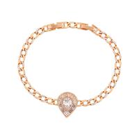 Zinklegering armbandkettingen, Zinc Alloy, met 2cm extender keten, Traan, gold plated, mode sieraden & voor vrouw & met strass, gouden, nikkel, lood en cadmium vrij, 14mm, Lengte Ca 17.5 cm, Verkocht door PC