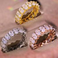 Kubieke Circonia Micro Pave Brass Ring, Messing, plated, verschillende grootte voor keus & micro pave zirconia & voor vrouw, meer kleuren voor de keuze, Maat:6-10, Verkocht door PC