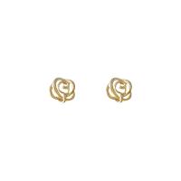 Zinklegering oorknoppen, Zinc Alloy, Rose, gold plated, hol, 5mm, Verkocht door pair