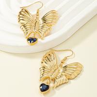 Zinc Alloy Drop Earrings Butterfly gold color plated fashion jewelry & for woman & with rhinestone nickel lead & cadmium free Sold By Pair