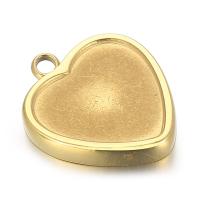 Acier inoxydable Coeur Pendentifs, Acier inoxydable 304, Placage galvanique, unisexe, doré, 14mm, Vendu par PC