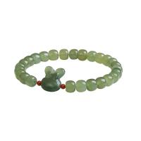 Gemstone Браслеты, Хотан Jade, Заяц, Женский, зеленый, не содержит никель, свинец, 6x7mm, длина Приблизительно 18.5 см, продается PC