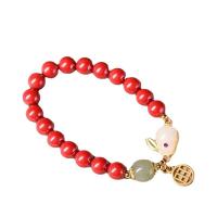 Fashion Bracelet Cinnabar, cinabre, avec laiton, lapin, Placage de couleur d'or, différents matériaux pour le choix & pour femme & avec strass, plus de couleurs à choisir, 8mm, Longueur Environ 18.5 cm, Vendu par PC