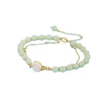 Gemstone Bracciali, Hetian Jade, with ottone, Coniglio, placcato color oro, per la donna, luce verde, Lunghezza Appross. 18.5 cm, Venduto da PC