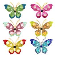 Rhinestone Brooch Zinc Alloy Butterfly plated fashion jewelry & for woman & with rhinestone nickel lead & cadmium free Sold By PC